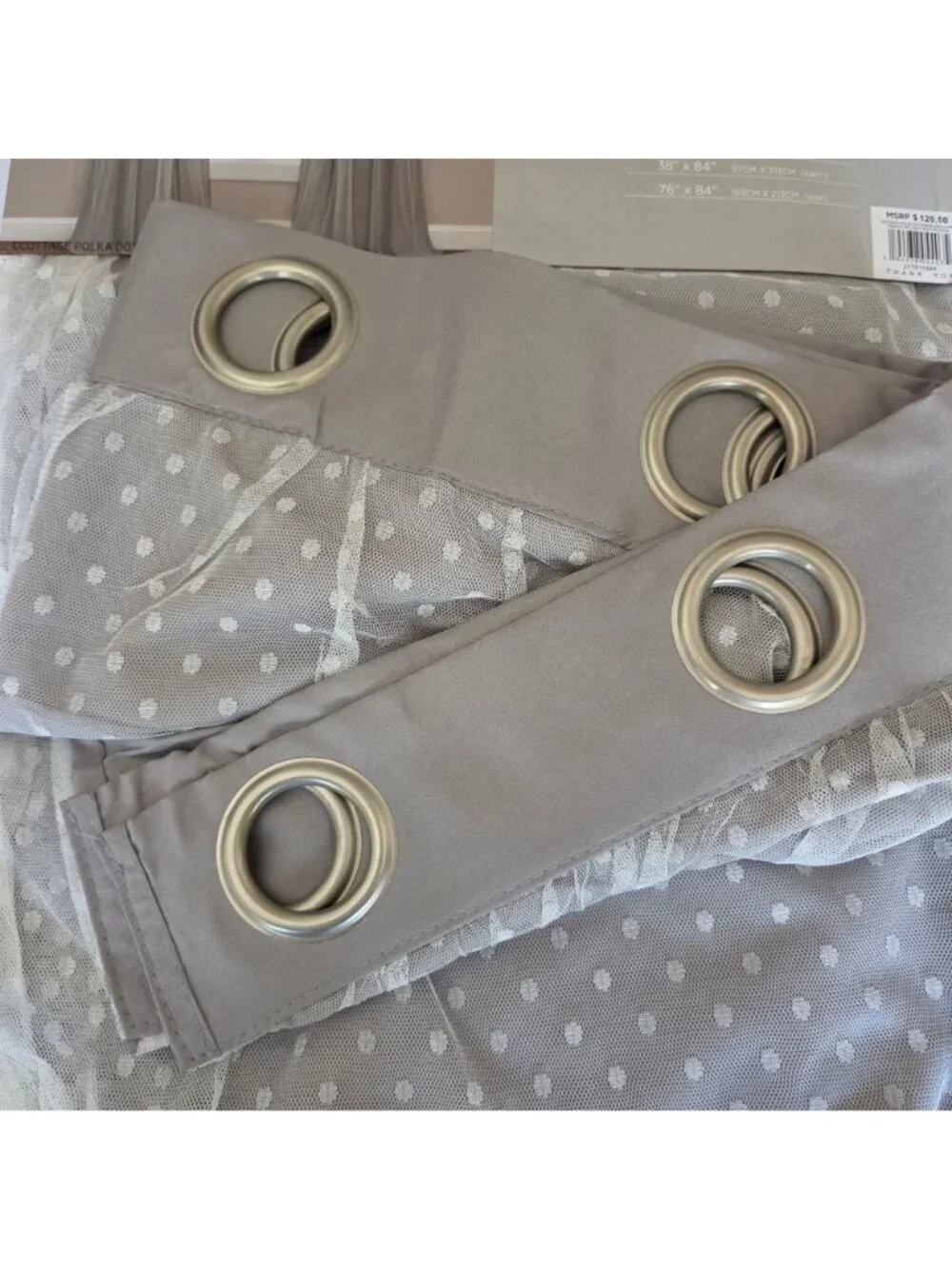 Cottage Polka Dot Sheer Window Curtain Panel Set of 2-38